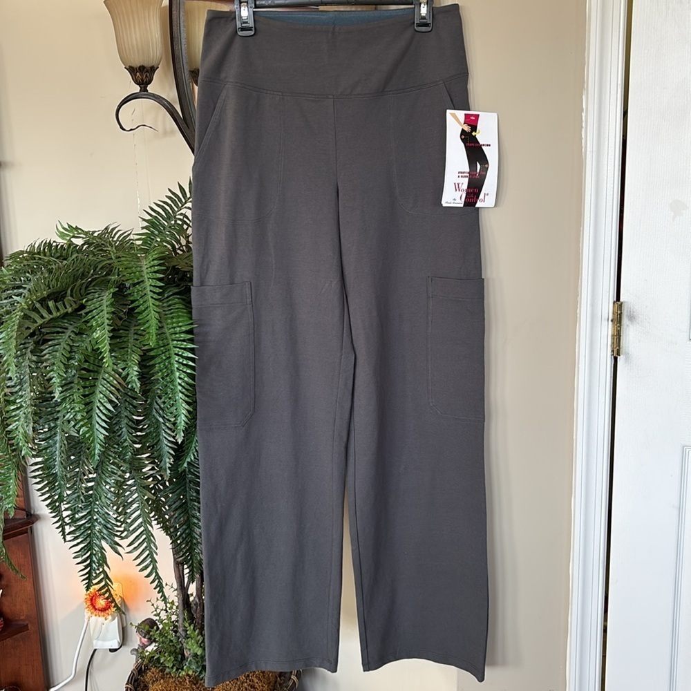 Brand New Women With Control by Renee Greenstein Gray Tummy Control Pants Tall